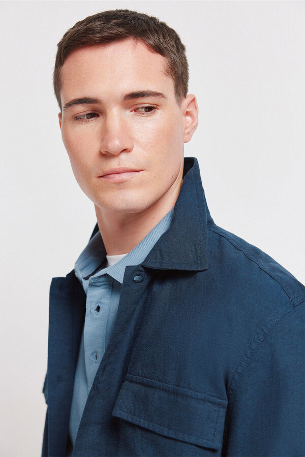 Springfield Sobrecamisa de lino azul