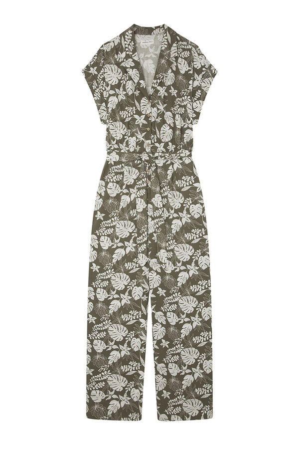 Springfield Jumpsuit camisero estampado kaki oscuro