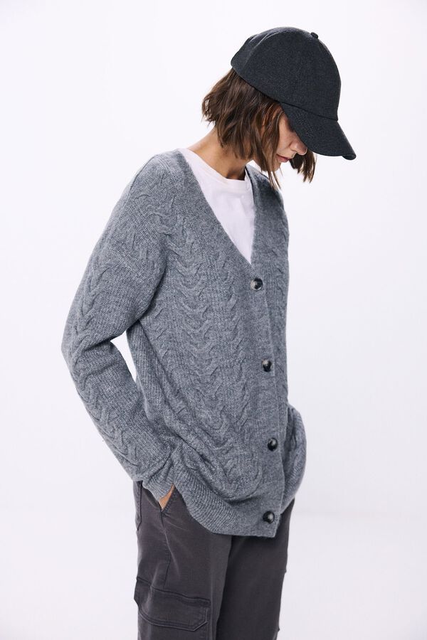 Springfield Cárdigan cable knit gris