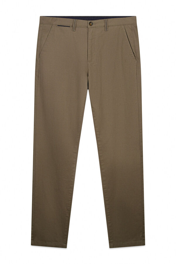 Springfield Pantal&oacute;n chino microestampado slim fit caf&eacute;