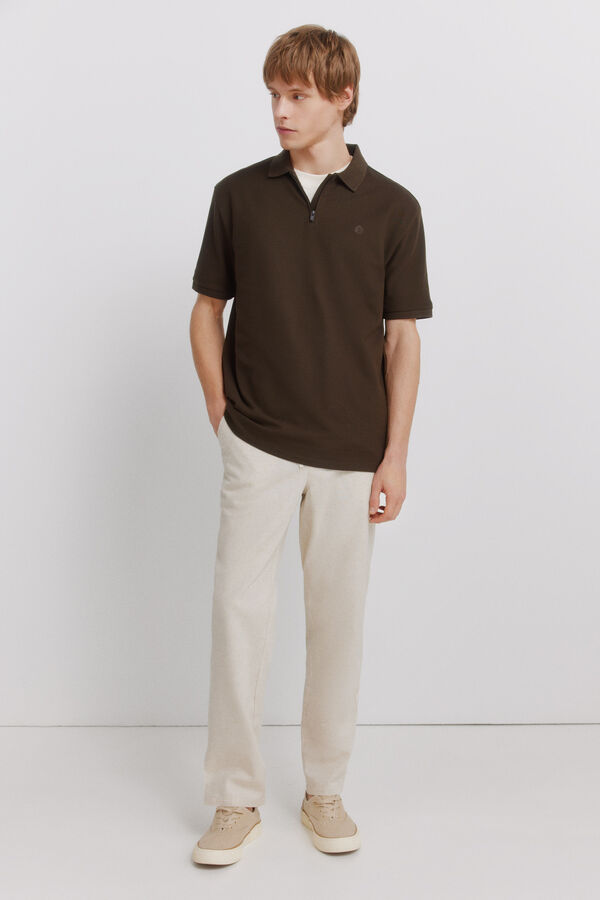 Springfield Pantal&oacute;n chino comfort fit de lino marfil