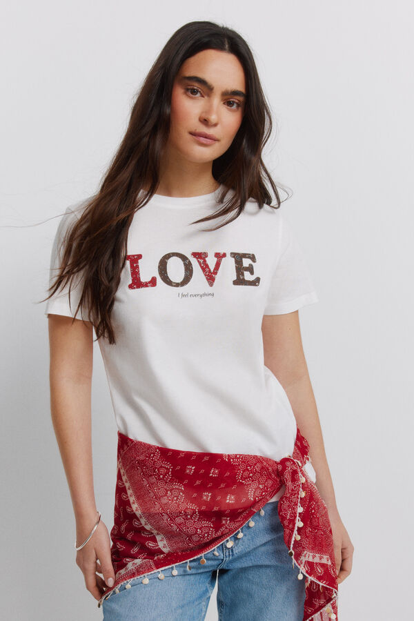 Springfield Playera de algod&oacute;n con estampado blanco