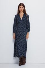 Springfield Vestido midi con cintura elástica marino