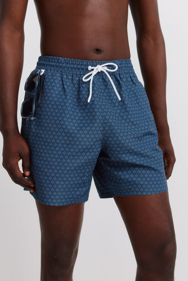 Springfield Traje de ba&ntilde;o estampado mosaico con bolsillo y cierre azul