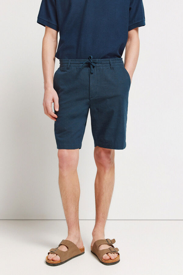 Springfield Bermudas slim fit c&oacute;modas de lino azul