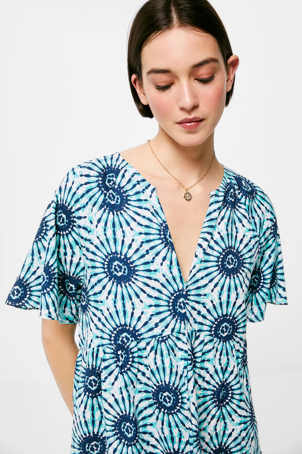 Springfield Vestido Túnica Algodón Lino azul