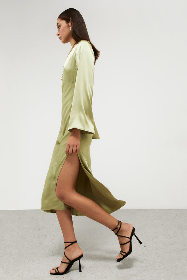 Springfield Vestido Midi Satinado verde