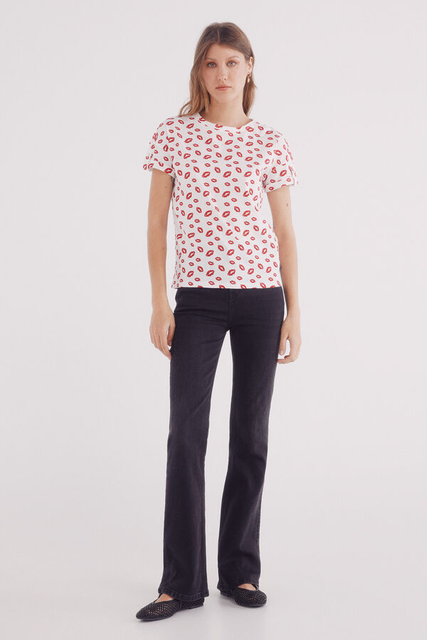 Springfield Playera manga vuelta trabilla estampada rojo