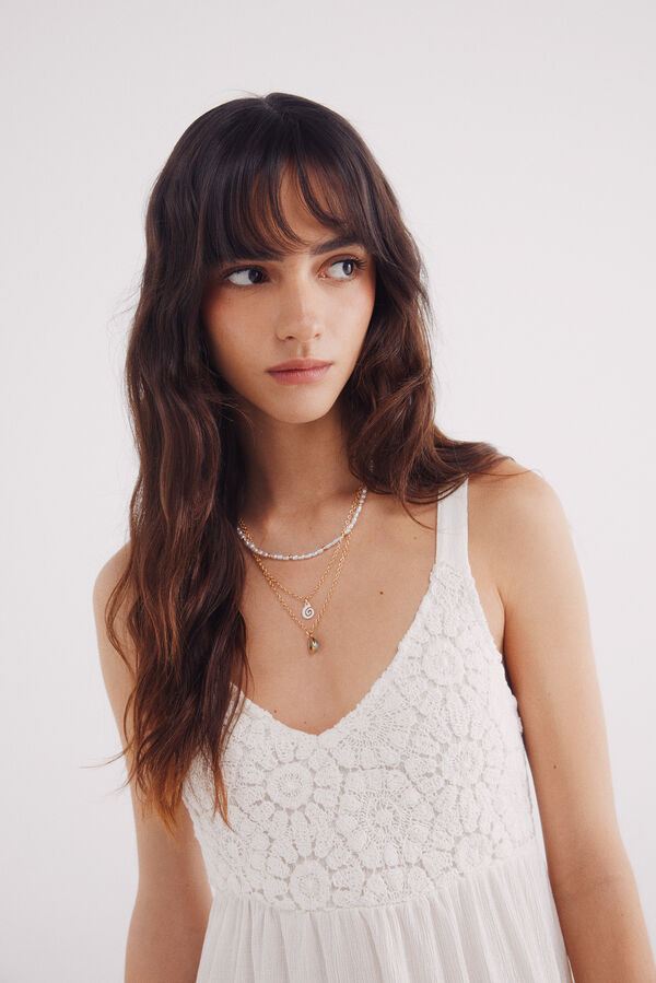 Springfield Vestido midi combinado crochet blanco