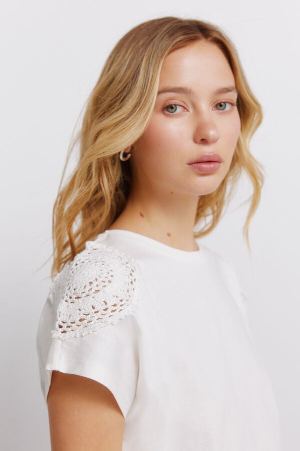 Springfield Playera de crochet con hombros natural