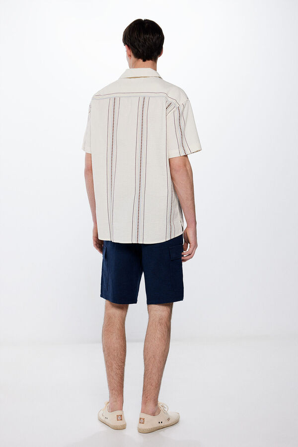 Springfield Bermuda lino cargo comfort fit azul