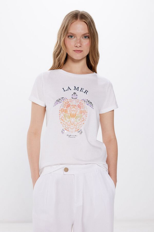 Springfield Playera Gráfica Marina beige