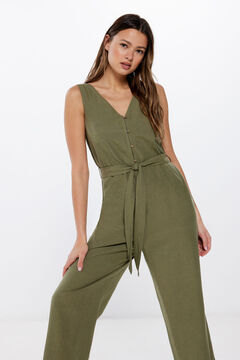 Springfield Jumpsuit lino botones verde