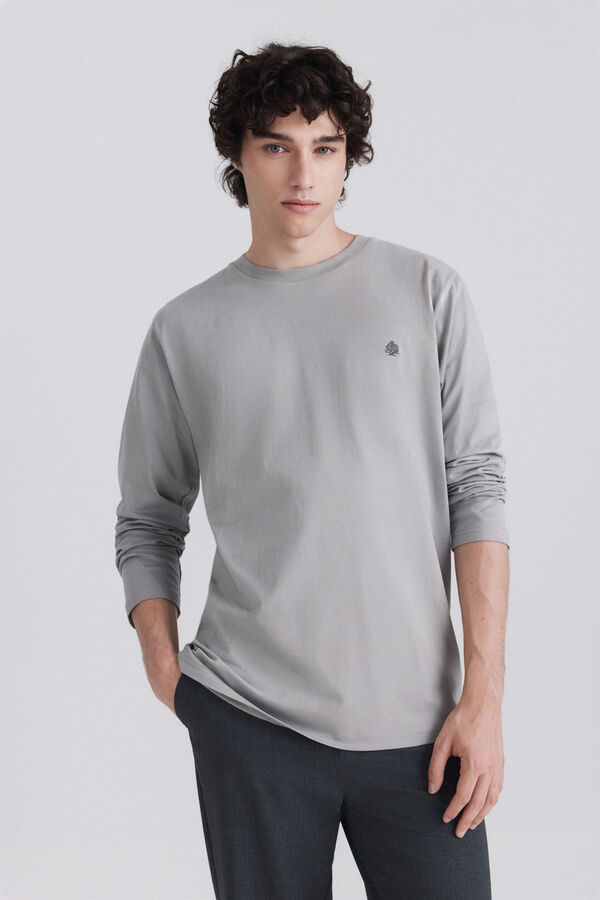Springfield Camisa b&aacute;sica de manga larga suave gris