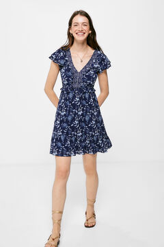 Springfield Vestido Corto Estampado Flores navy