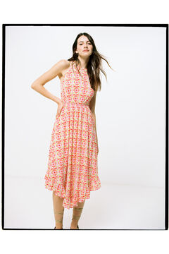 Springfield Vestido Midi Estampado Picos estamapado naranja