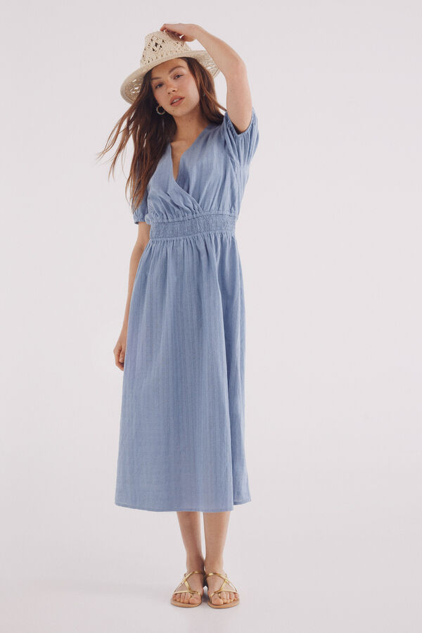 Springfield Vestido midi espalda cruzada turquesa