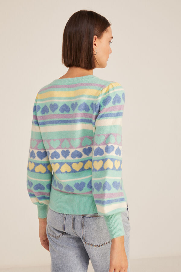 Springfield Suéter Jacquard Corazones azul indigo
