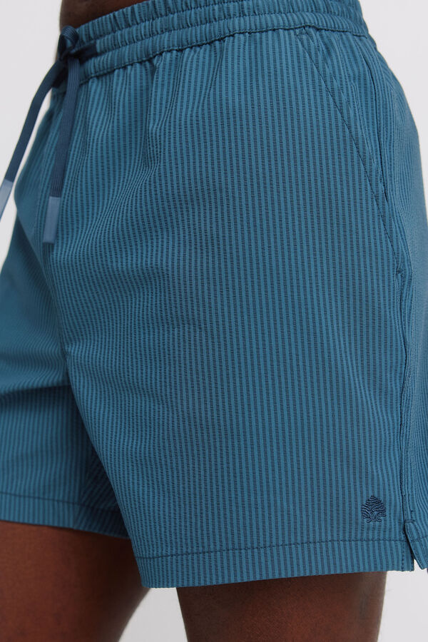 Springfield Traje de ba&ntilde;o seersucker a rayas azul