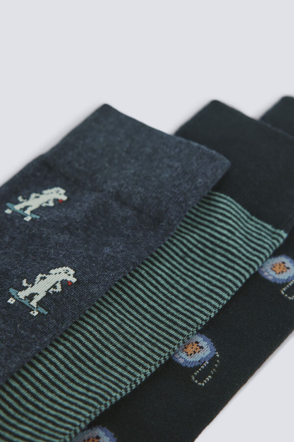 Springfield Pack 3 calcetines largos 90's azul