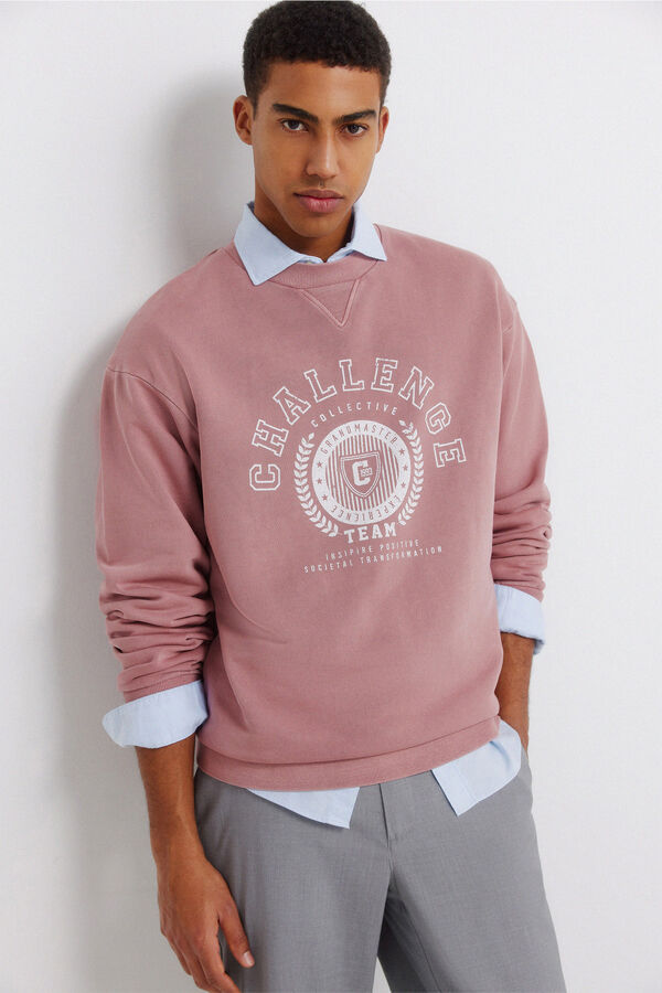 Springfield Sudadera te&ntilde;ida en prenda rosa