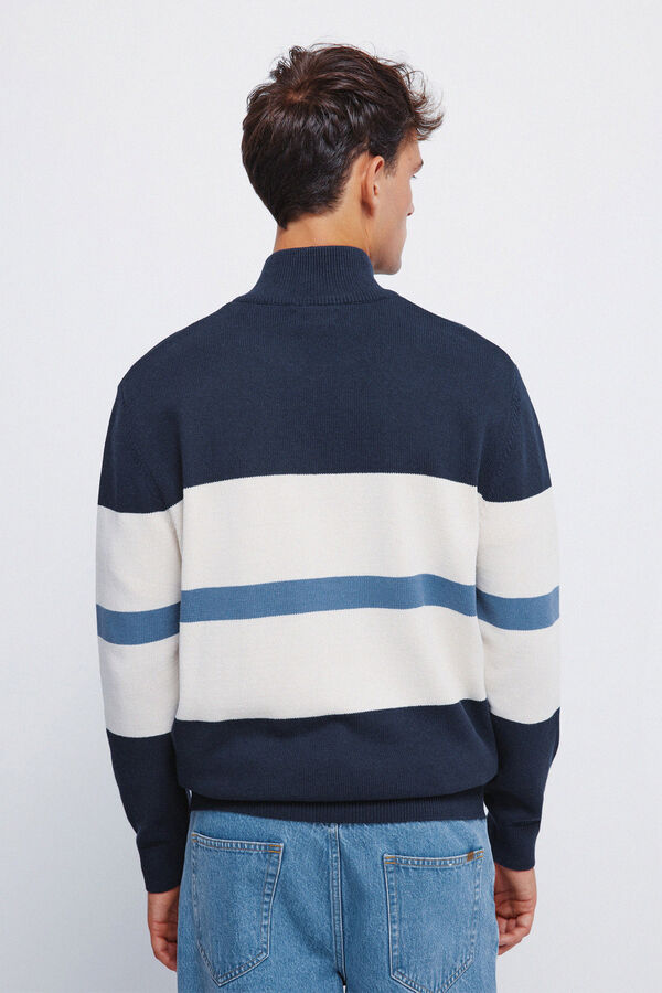 Springfield Suéter cierre bloque color marino