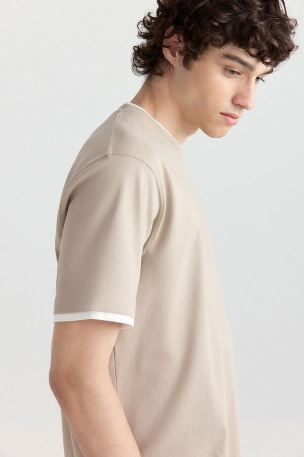 Springfield Playera doble interlock caf&eacute;