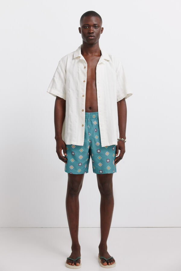 Springfield Traje de ba&ntilde;o estampado &eacute;tnico azul