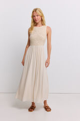 Springfield Vestido sin mangas de crochet beige