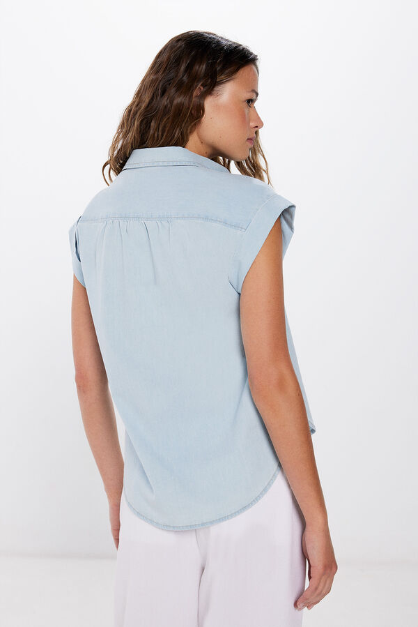 Springfield Blusa jean algodón azul tinta