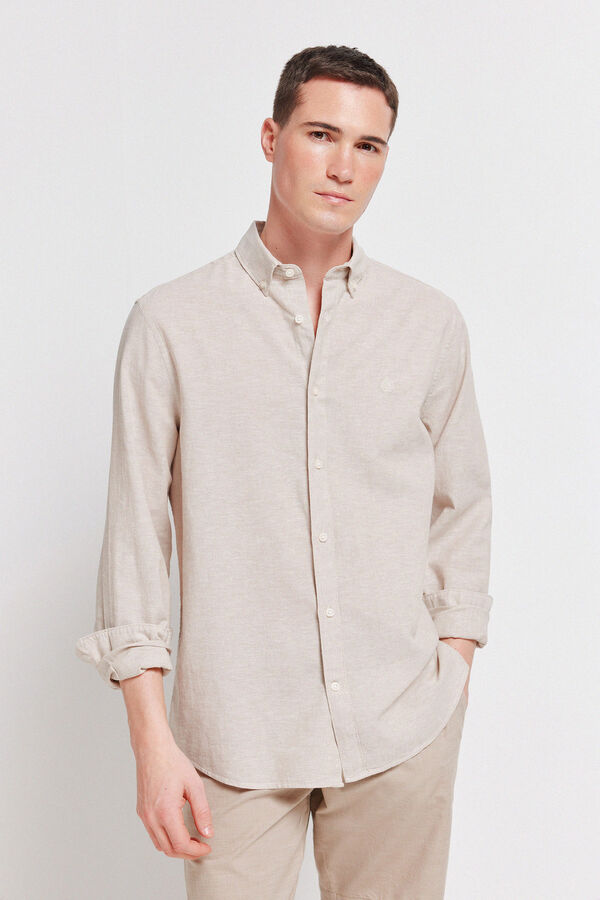 Springfield Camisa de lino beige