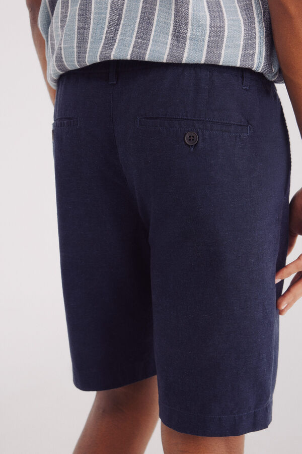 Springfield Bermuda lino slim fit azulado