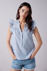 Springfield Blusa lace insertado azul