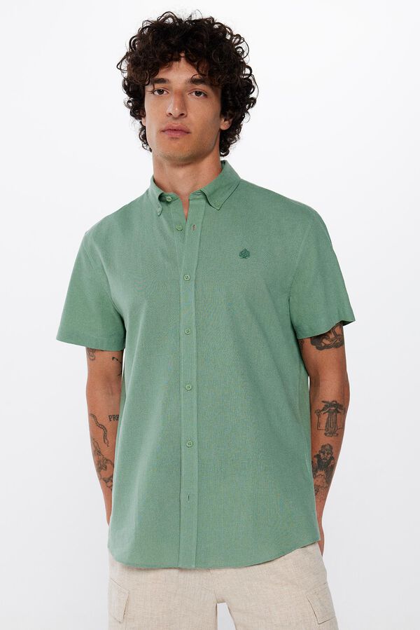 Springfield Camisa manga corta lino verde