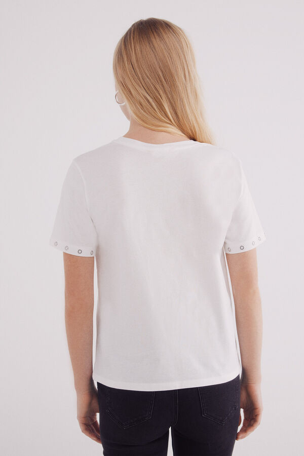 Springfield Camiseta ojales met&aacute;licos mangas blanco
