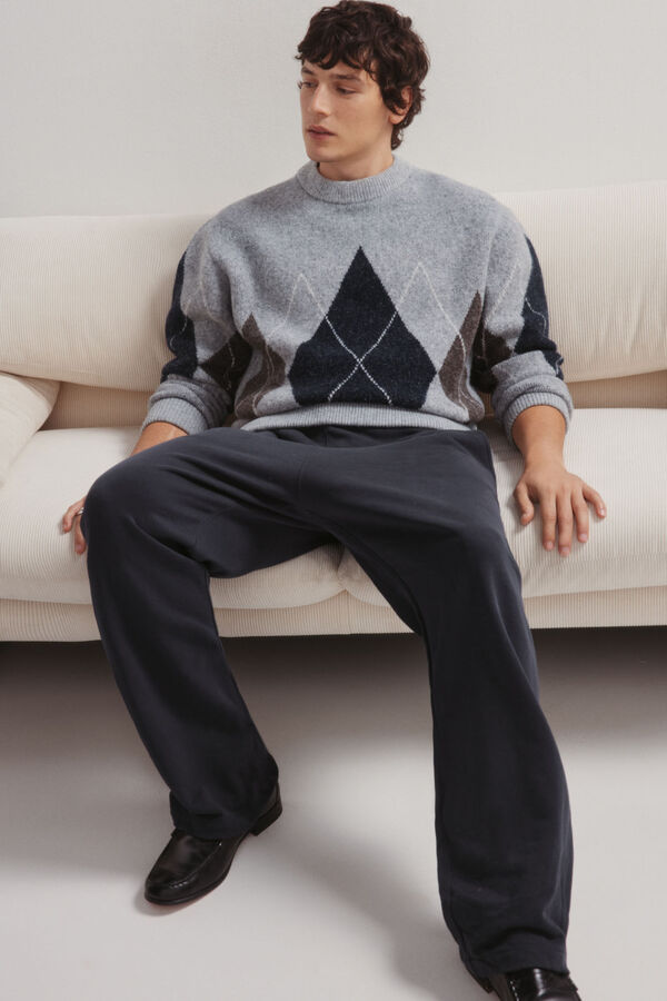 Springfield Jersey elegante con estampado de diamantes gris