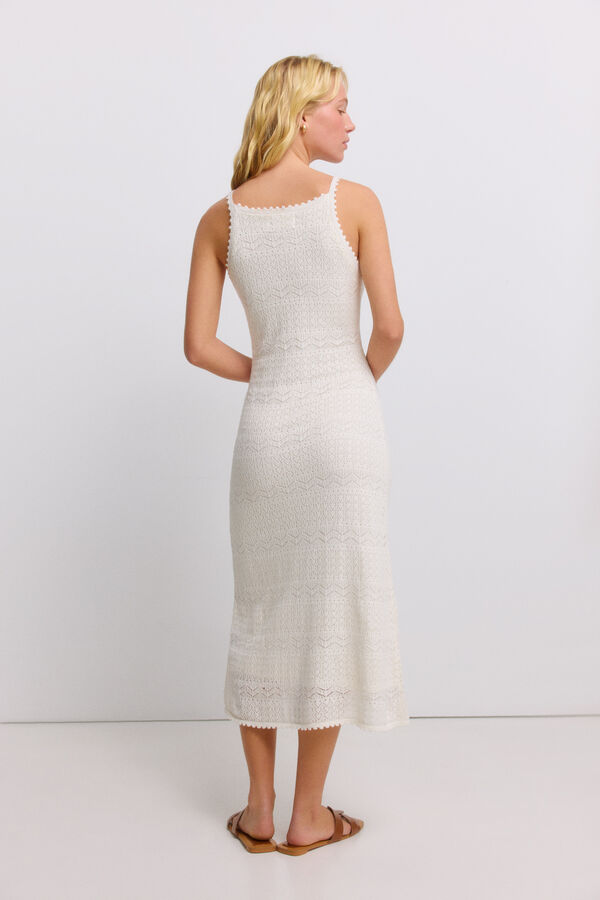 Springfield Vestido midi de tejido blanco