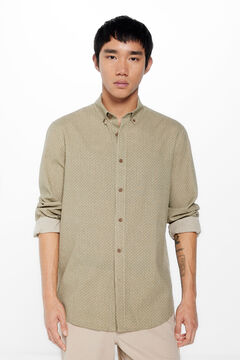 Springfield Camisa lino estampada kaki