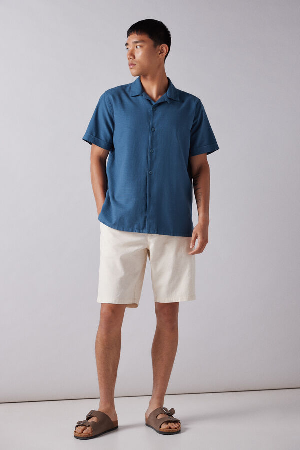 Springfield Camisa manga corta rústica azul