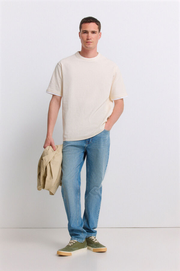 Springfield Playera de tela waffle doble blanco