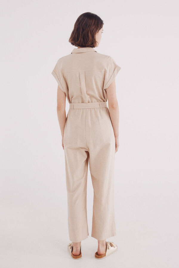 Springfield Jumpsuit largo algodón lino estampado