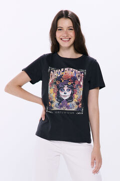 Springfield Playera gráfica "Día de muertos" gris