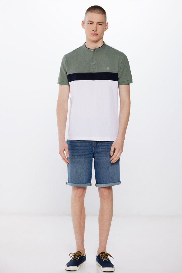 Springfield Polo piqué slim color block verde