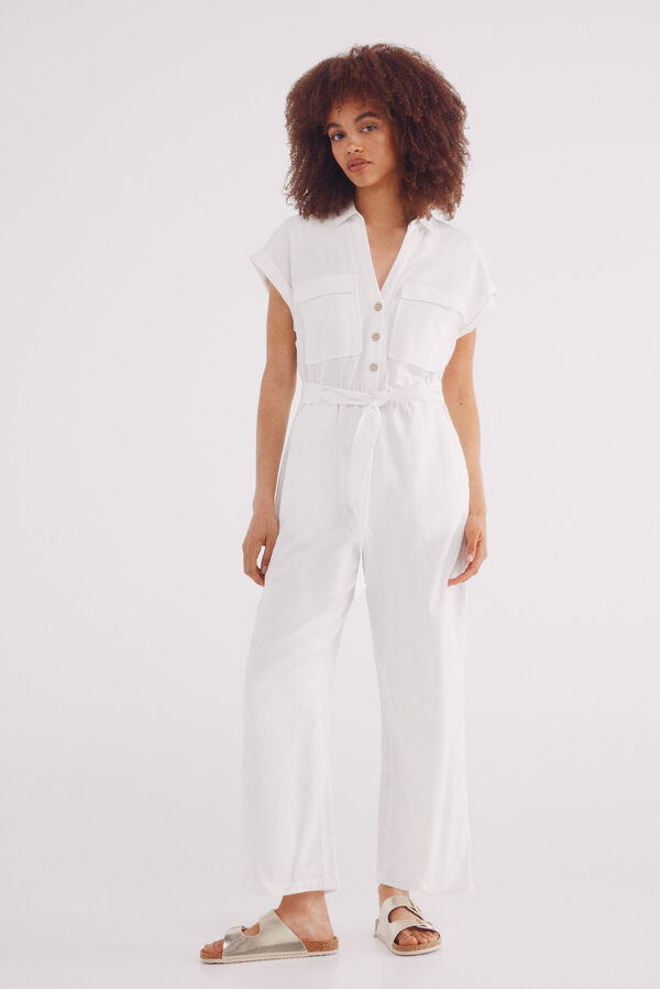 Springfield Jumpsuit largo algodón lino natural