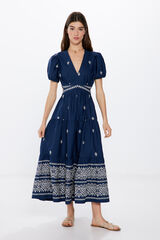Springfield Vestido Midi Aberturas Laterales azulado