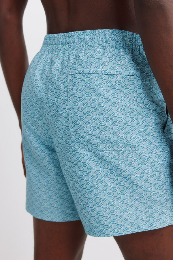Springfield Traje de ba&ntilde;o estampado de peces azul