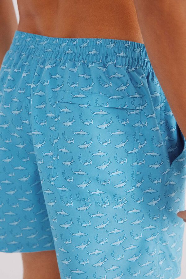 Springfield Bañador estampado tiburones turquesa