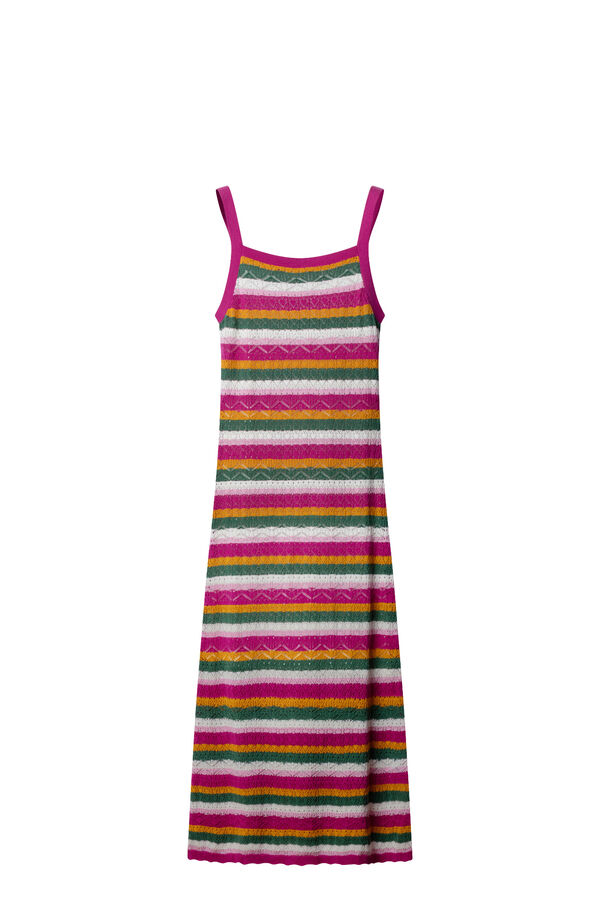 Springfield Vestido midi de tejido multicolor fucsia