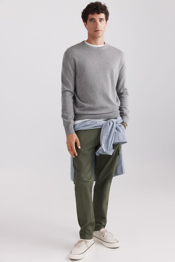 Springfield Su&eacute;ter b&aacute;sico cuello redondo gris