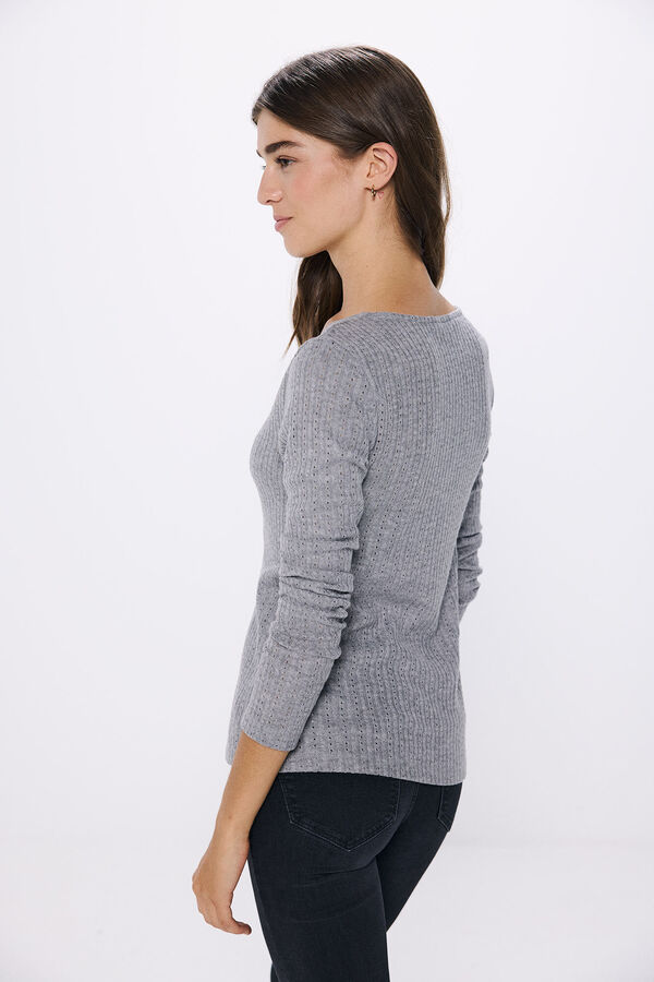 Springfield Playera escote pico frunces gris